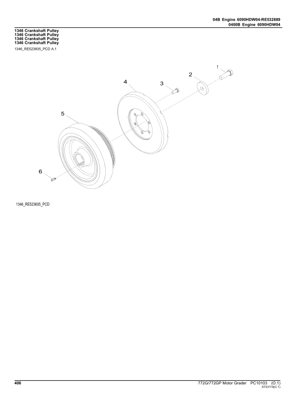 John Deere 772G, 772GP Motor Graders (SN C624392 – 634753 & D624392 – 634753) Parts Catalog Manual – PC10103 Workshop Guide