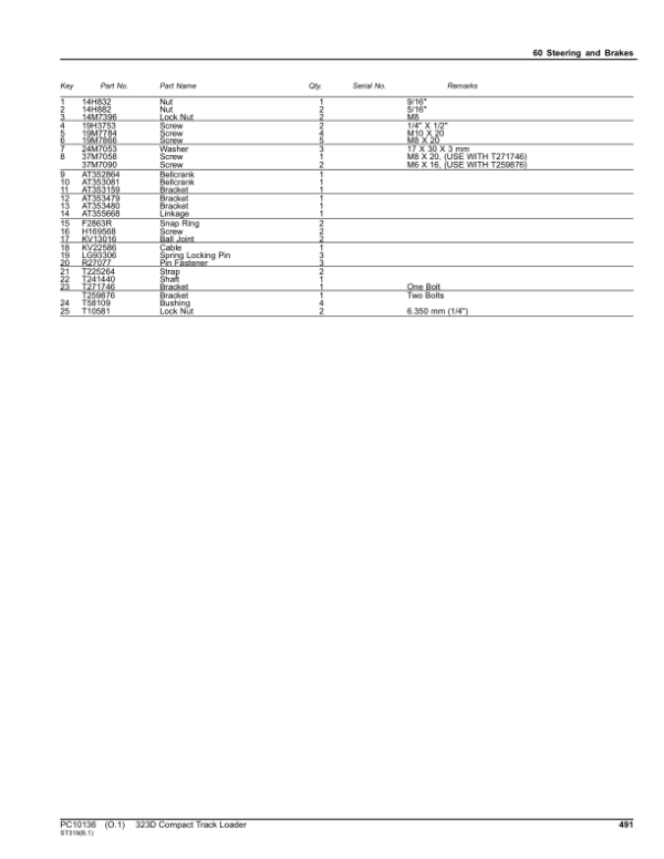 John Deere 323D Compact Track Loaders Parts Catalog Manual – PC10136 Workshop Guide