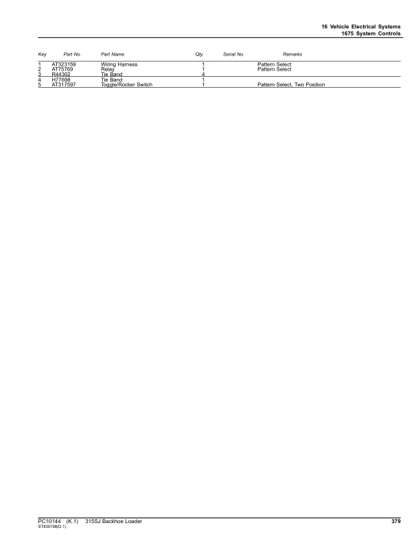 John Deere 315SJ_TX Backhoe Loaders (SN T0315SJ_178786-216520) Parts Catalog Manual – PC10144 Workshop Guide