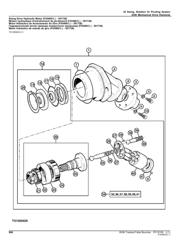 John Deere 953K Tracked Feller Bunchers (SN C181103-C270472 & D181103-D270472) Parts Catalog Manual – PC10150 Workshop Guide