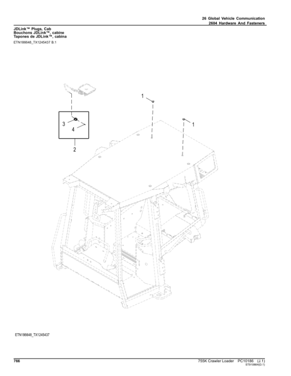 John Deere 755K Crawler Loaders (SN PIN: 1T0755KX_ _E194242-339325) Parts Catalog Manual – PC10186 Workshop Guide
