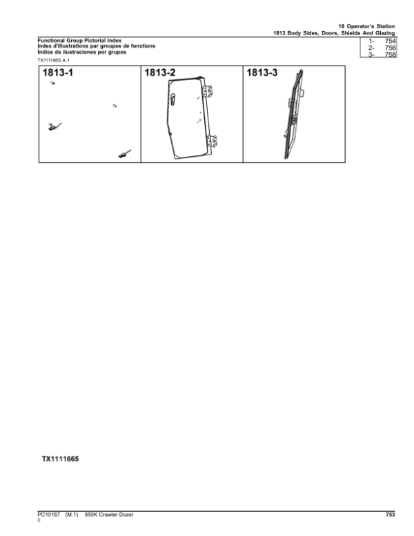 John Deere 850K Crawler Dozers (SN PIN: 1T0850KX_ _E195545-271265) Parts Catalog Manual – PC10187 Workshop Guide