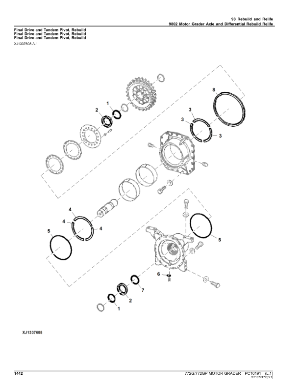 John Deere 772G, 772GP Motor Graders (SN E634380 – 656525) Parts Catalog Manual – PC10191 Workshop Guide