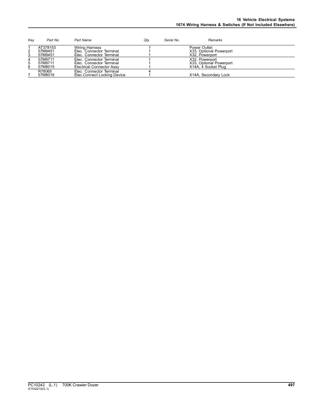 John Deere 700K Crawler Dozers (SN E217278-275435) Parts Catalog Manual – PC10242 Workshop Guide