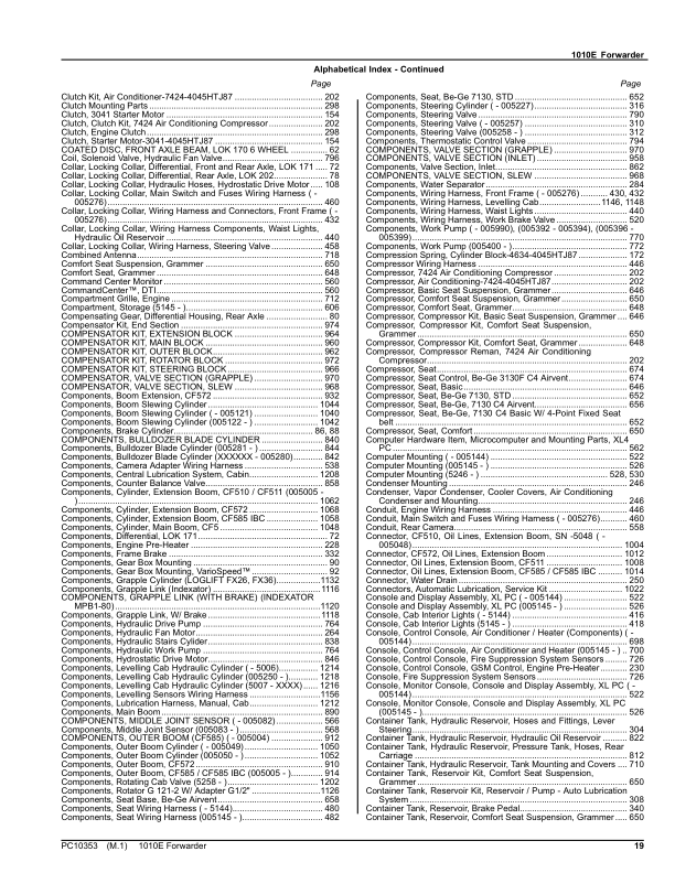 John Deere 1010E T3 Forwarders (SN 005003-005236) Parts Catalog Manual – PC10353 Workshop Guide