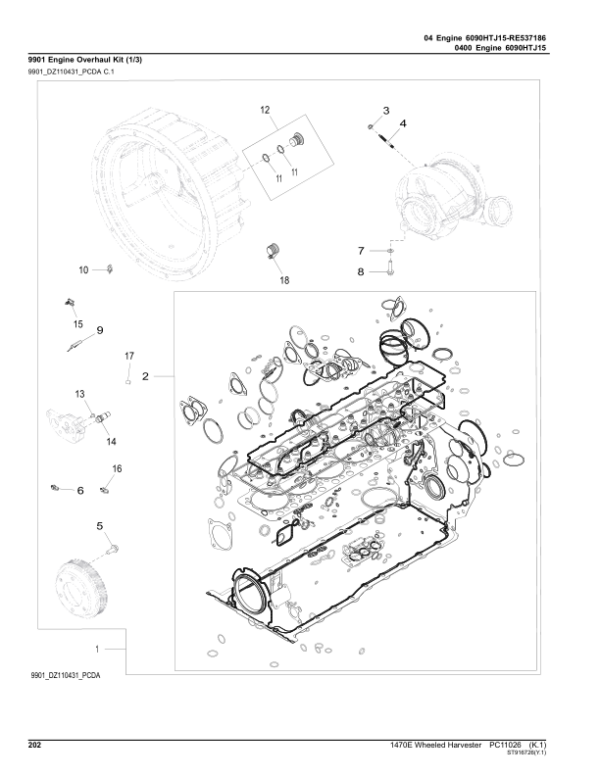 John Deere 1470E IT4 Wheeled Harvesters (SN 001801-) Parts Catalog Manual – PC11026 Workshop Guide