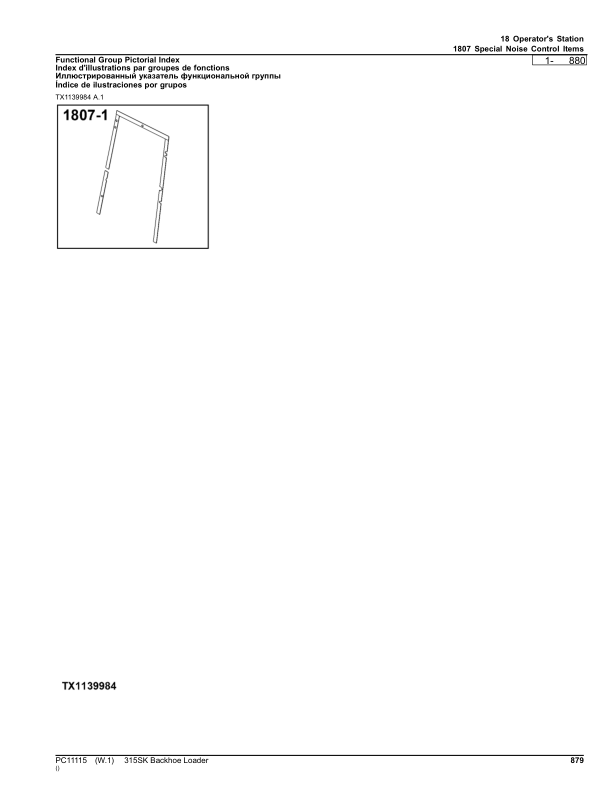 John Deere 315SK Backhoes (SN C219607-277141 & D229820-277141) Parts Catalog Manual – PC11115 Workshop Guide