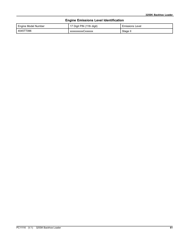 John Deere 325SK Backhoe Loaders (SN C235589-256253) Parts Catalog Manual – PC11116 Workshop Guide