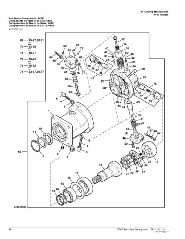 John Deere FD55 Felling Heads Parts Catalog Manual – PC11181 Workshop Guide