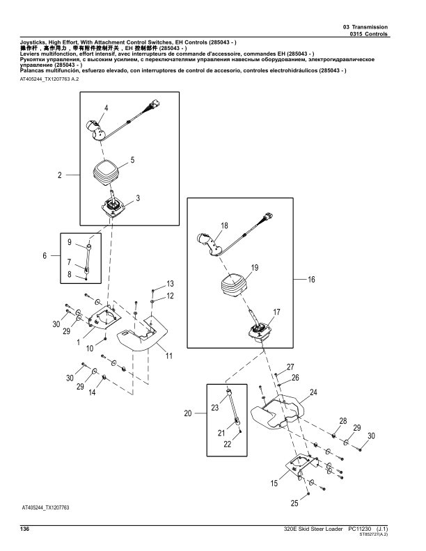 John Deere 320E Skid Steers (SN 1T0320E_ G254913-) Parts Catalog Manual – PC11230 Workshop Guide