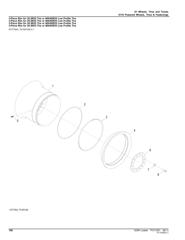 John Deere 624K Loaders (SN C658065-6775481 & D658065-677548) Parts Catalog Manual – PC11251 Workshop Guide
