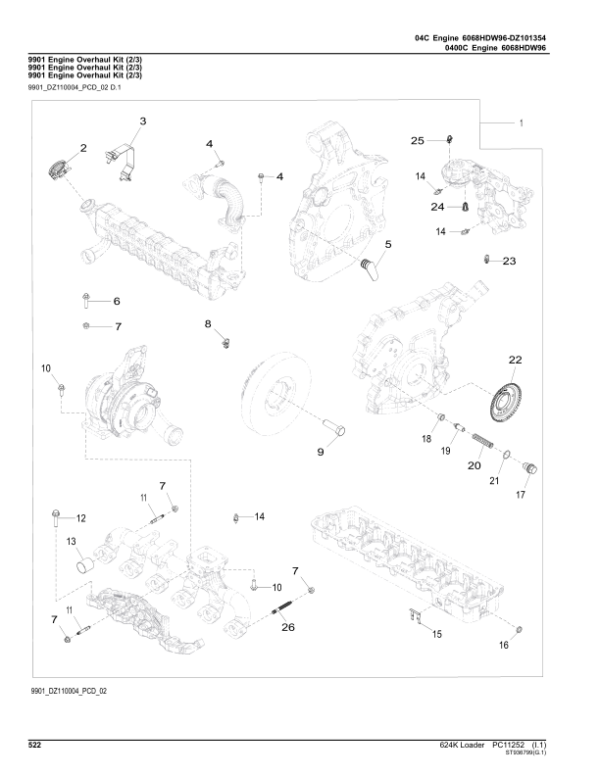 John Deere 624K Loaders (SN F658065-677548) Parts Catalog Manual – PC11252 Workshop Guide
