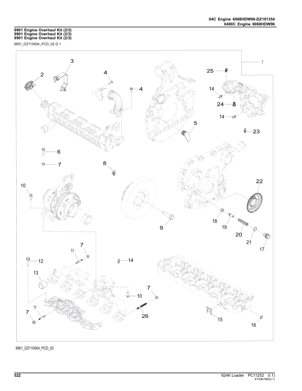 John Deere 624K Loaders (SN F658065-677548) Parts Catalog Manual – PC11252 Workshop Guide