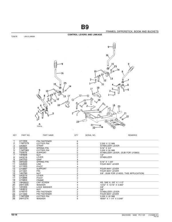 John Deere 9400 Backhoe Attachments Parts Catalog Manual – PC1125 Workshop Guide