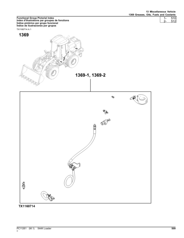 John Deere 544K Loaders (SN 1BZ544KX_ _D000001-) Parts Catalog Manual – PC11261 Workshop Guide
