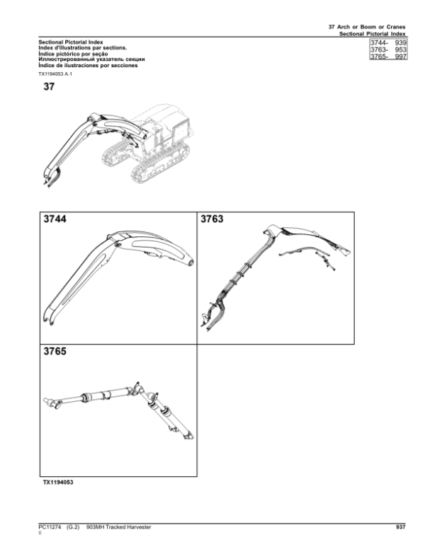 John Deere 903MH Tracked Harvesters (SN C271505-317981 & D271505-317981) Parts Catalog Manual – PC11274 Workshop Guide