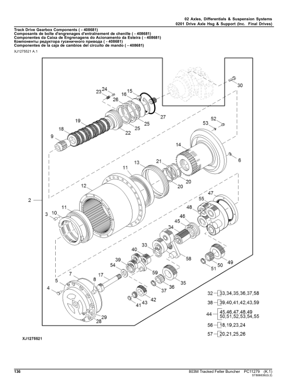 John Deere 803M Tracked Feller Bunchers (SN C270423 – & D270423 -) Parts Catalog Manual – PC11279 Workshop Guide