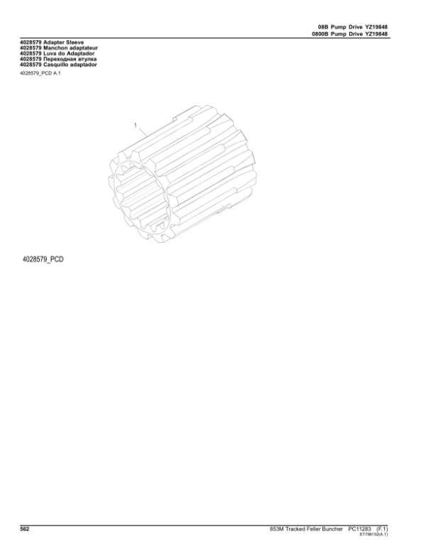 John Deere 853M Tracked Feller Bunchers (SN C270423- & D270423-) Parts Catalog Manual – PC11283 Workshop Guide