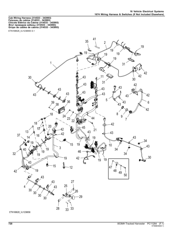 John Deere 853MH Tracked Harvesters (SN C270423- & D270423- ) Parts Catalog Manual – PC11284 Workshop Guide
