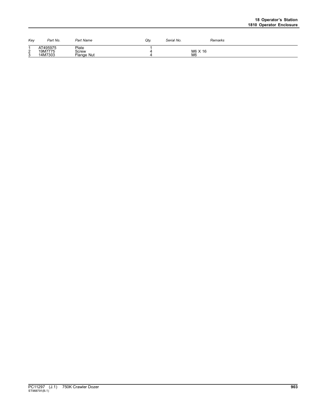 John Deere 750K Crawlers (SN 1T0750KX_ _F271593-F371463) Parts Catalog Manual – PC11297 Workshop Guide