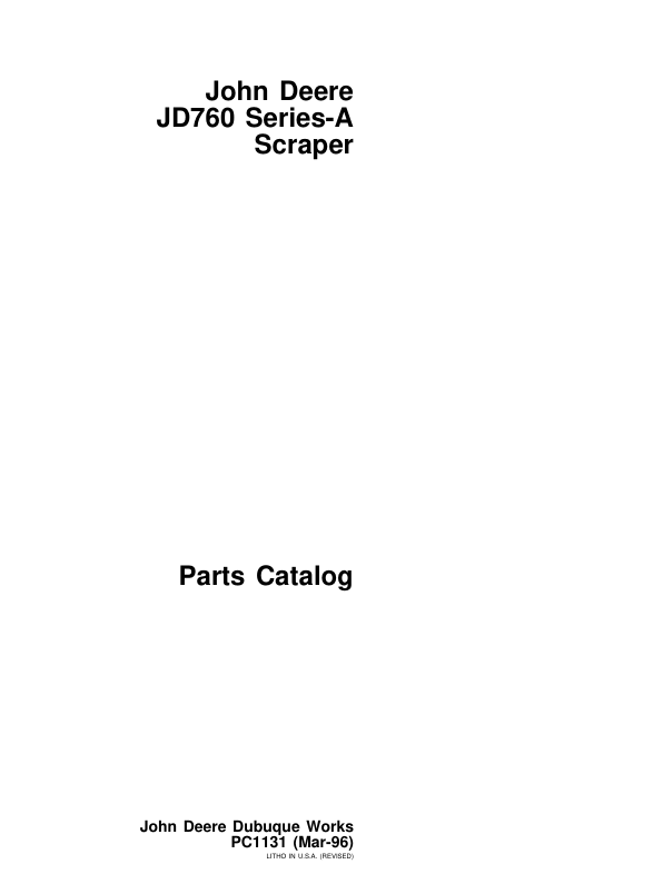 John Deere JD760 Serie A (Manufactured 1969-1975) Parts Catalog Manual – PC1131 Workshop Guide