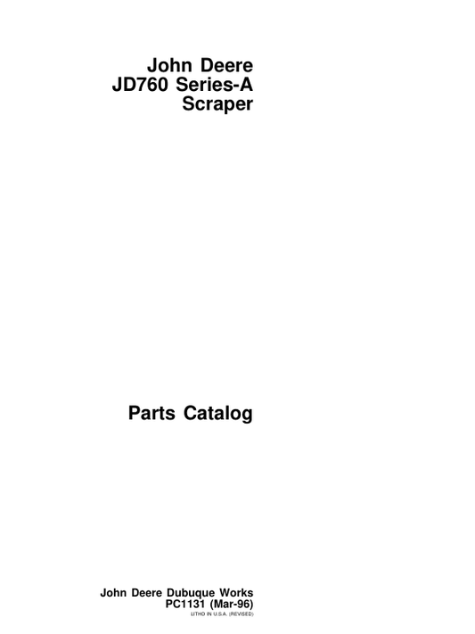 John Deere JD760 Serie A (Manufactured 1969-1975) Parts Catalog Manual – PC1131 Workshop Guide