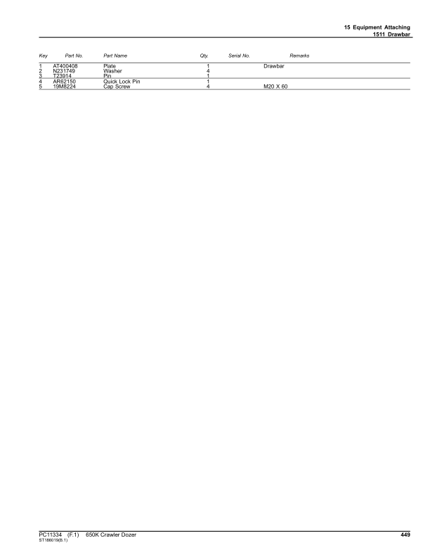 John Deere 650K Crawler Dozers (SN F275978-303837) Parts Catalog Manual – PC11334 Workshop Guide