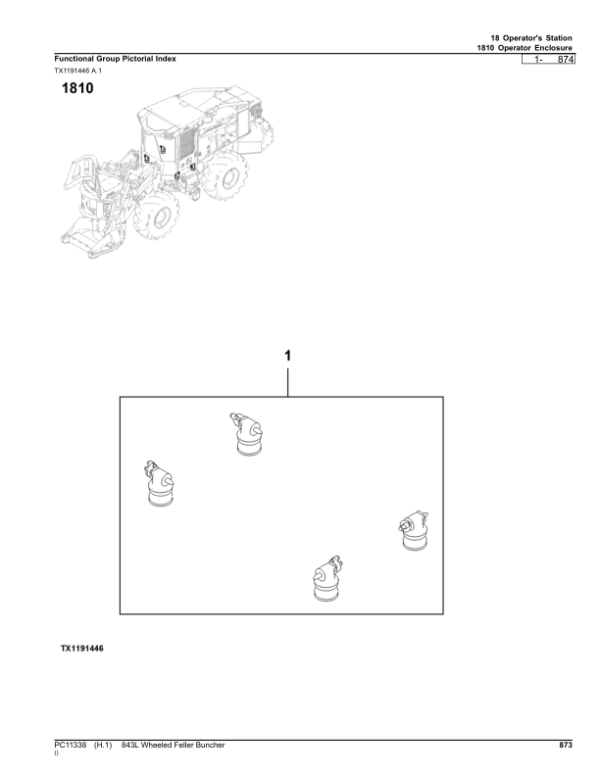 John Deere 843L Wheeled Feller Bunchers (SN 1DW843LX_ _F666898-) Parts Catalog Manual – PC11338 Workshop Guide