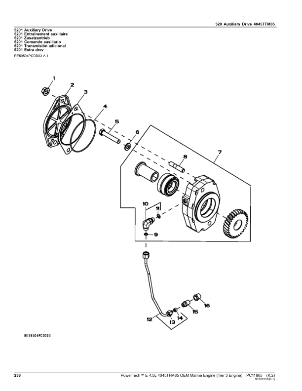 John Deere 4.5L, 4045, 4045TFM85 Engines Tier 3 Parts Catalog Manual – PC11865 Workshop Guide