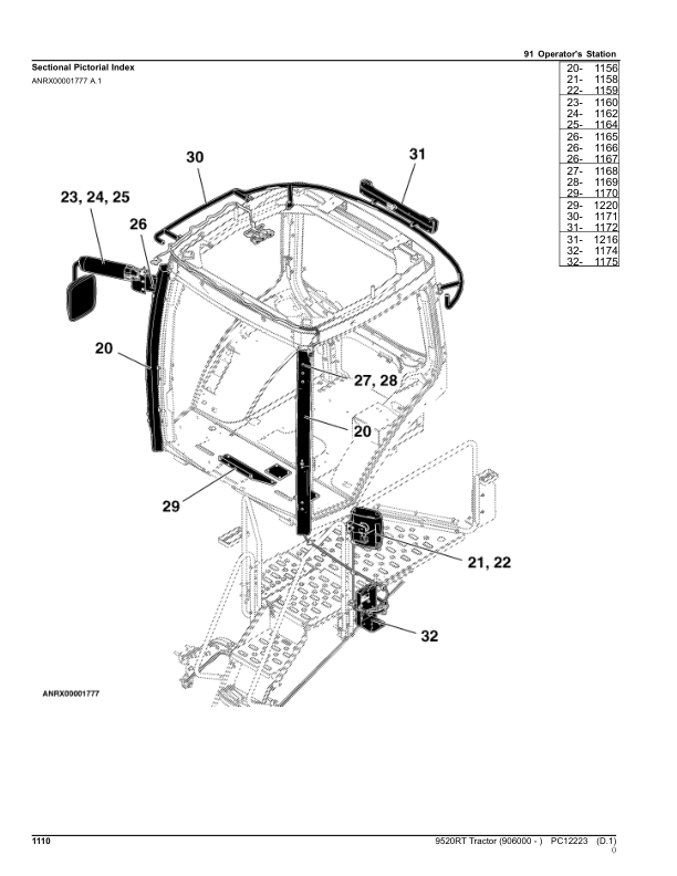 John Deere 9520RT Scraper Tractors (SN 906000-) Parts Catalog Manual – PC12223 Workshop Guide