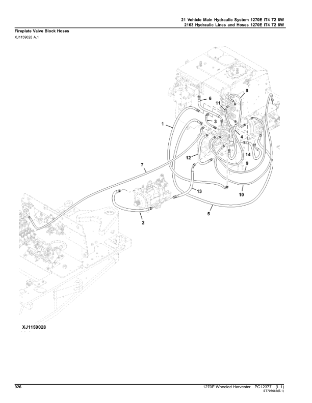 John Deere 1270E IT4 T2 8W Wheeled Harvesters (SN 002501 – 003008) Parts Catalog Manual – PC12377 Workshop Guide