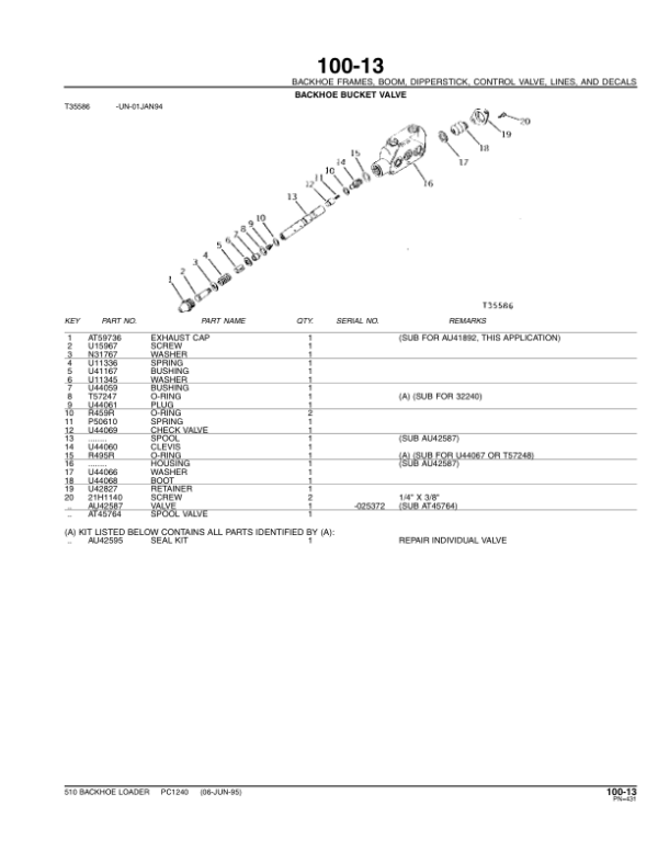John Deere 510 Backhoes (Yr 1971-1983) Parts Catalog Manual – PC1240 Workshop Guide