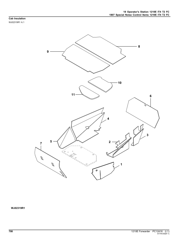John Deere 1210E IT4 T2 FFC Forwarders (SN 001501 – 001976) Parts Catalog Manual – PC12416 Workshop Guide