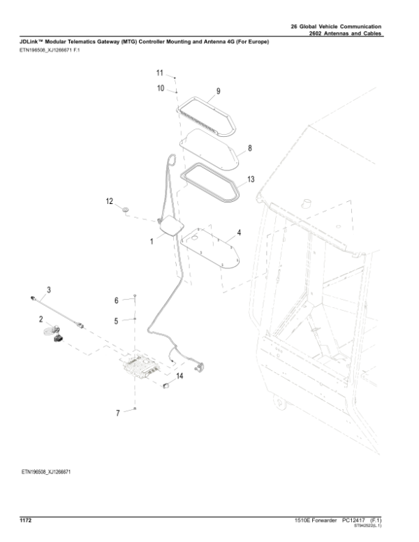 John Deere 1510E IT4 FFC Forwarders (SN 003001 – 003569) Parts Catalog Manual – PC12417 Workshop Guide