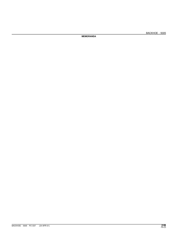 John Deere 9305 Attachments (9305 BACKHOE (MANUFACTURED 1973- ) Parts Catalog Manual Workshop Guide