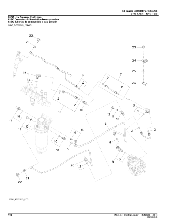 John Deere 210L EP Tractor Loader (SN 1T8210EL_ _J892600-895000) Parts Catalog Manual – PC12634 Workshop Guide