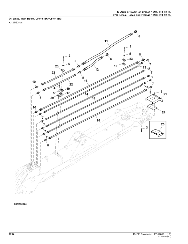 John Deere 1510E IT4 T2 Forwarders (SN 003213 – 003569) Parts Catalog Manual – PC12651 Workshop Guide