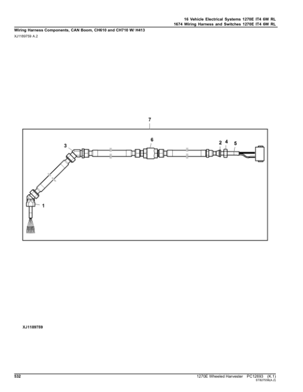 John Deere 1270E IT4 6W Wheeled Harvesters (SN 003009 – 003173) Parts Catalog Manual – PC12693 Workshop Guide