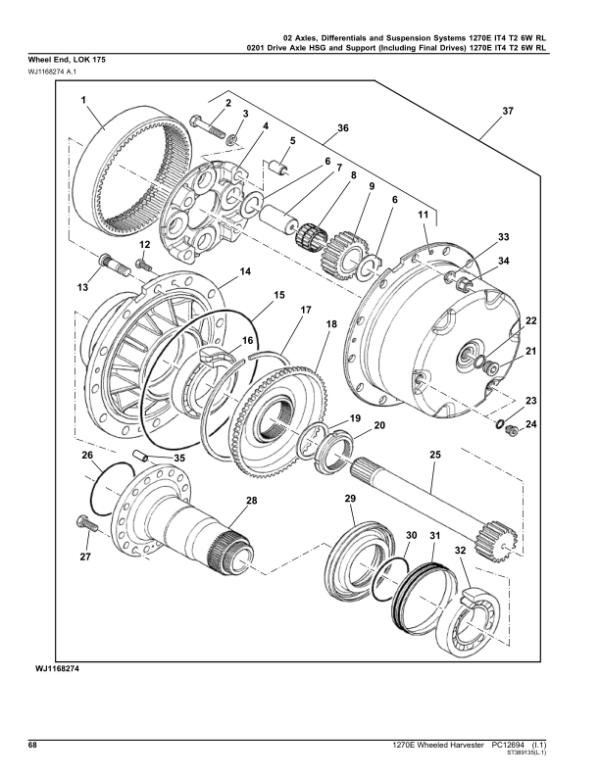 John Deere 1270E IT4 T2 6W Wheeled Harvesters (SN 003009 –003173) Parts Catalog Manual – PC12694 Workshop Guide