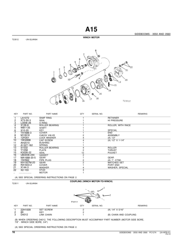 John Deere 3550, 3560 Attachments (JD544 Loader with 3550 SideBoom (YR 1971- ) Parts Catalog Manual – PC1274 Workshop Guide