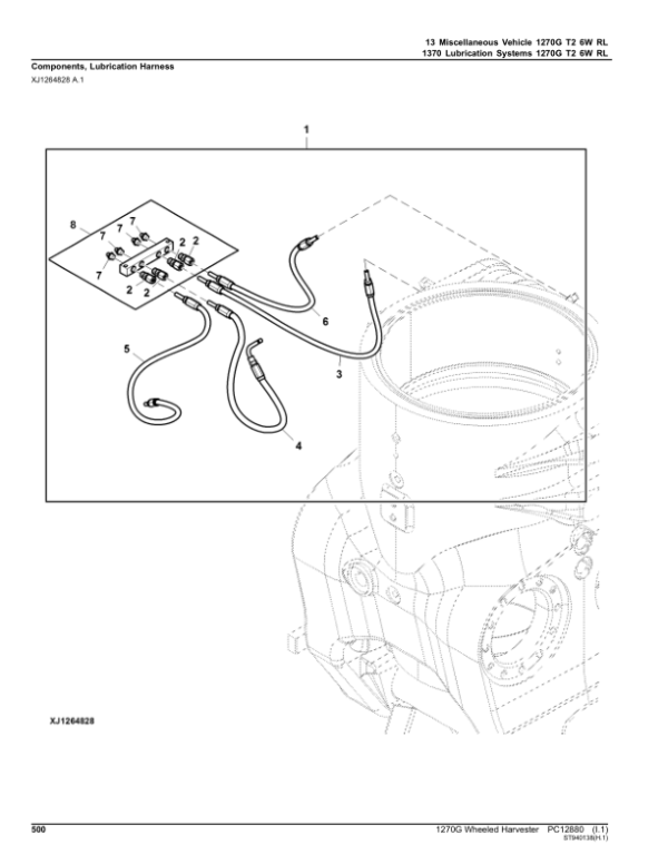 John Deere 1270G T2 6W Wheeled Harvesters (SN 003505 – 004998) Parts Catalog Manual – PC12880 Workshop Guide