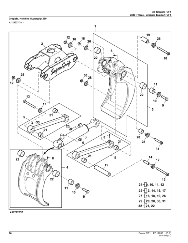 John Deere CF1 Forwarder Cranes Parts Catalog Manual – PC12896 Workshop Guide