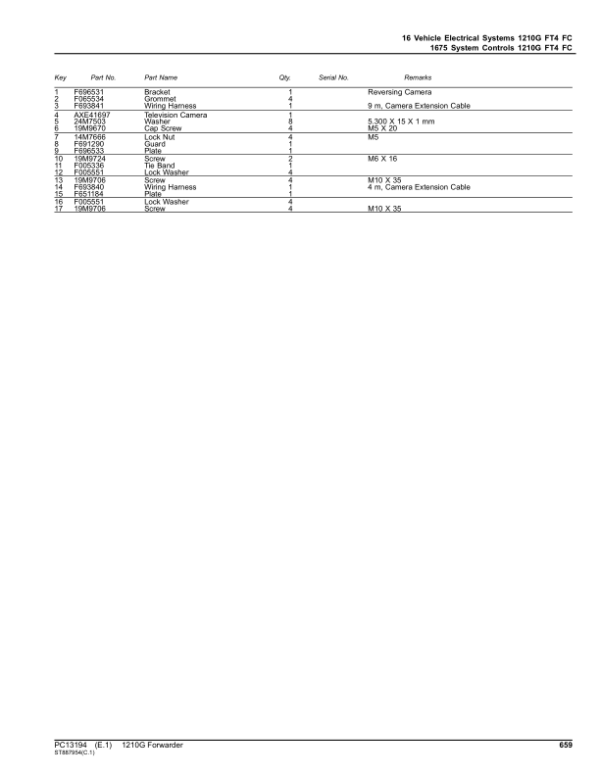 John Deere 1210G FT4 FFC Forwarders (SN F002101-002413) Parts Catalog Manual – PC13194 Workshop Guide