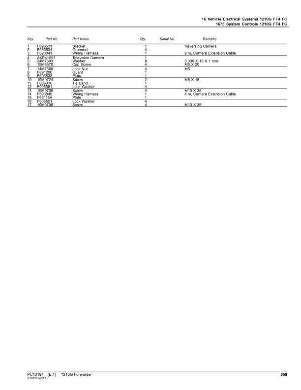 John Deere 1210G FT4 FFC Forwarders (SN F002101-002413) Parts Catalog Manual – PC13194 Workshop Guide