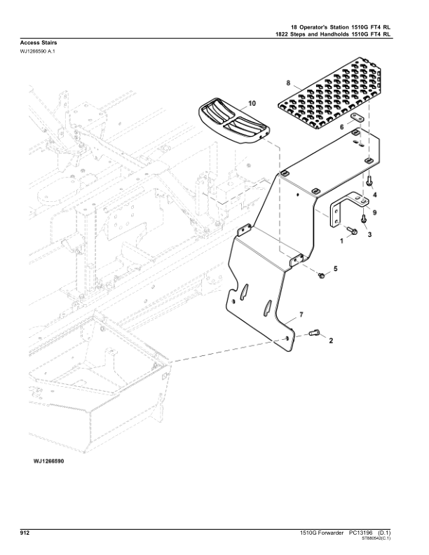 John Deere 1510G FT4 RL Forwarders (SN F003601-004010) Parts Catalog Manual – PC13196 Workshop Guide