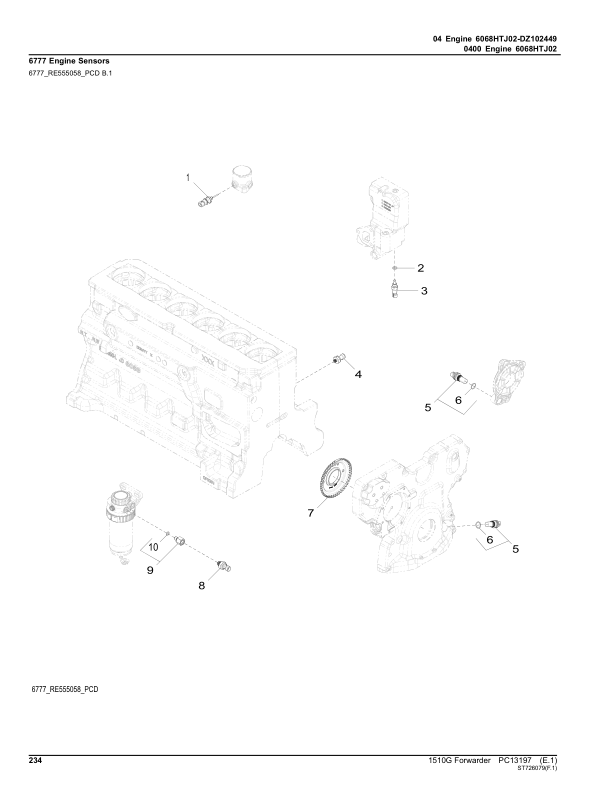 John Deere 1510G T2 RL Forwarders (SN C003601-004180) Parts Catalog Manual – PC13197 Workshop Guide