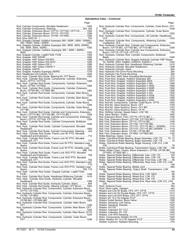John Deere 1510G T3 FFC Forwarders (SN D003601-004180) Parts Catalog Manual – PC13201 Workshop Guide