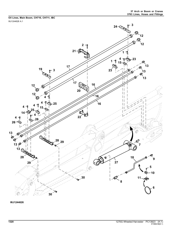 John Deere 1270G FT4 T2 8W Wheeled Harvesters (SN 1WJ1270G__C004999-) Parts Catalog Manual – PC13923 Workshop Guide
