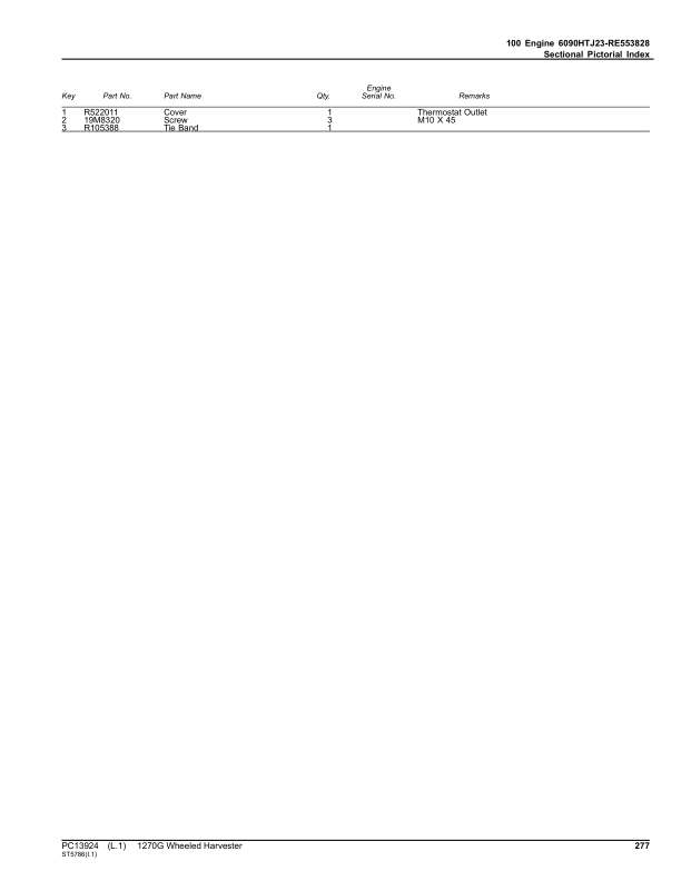 John Deere 1270G FT4 T3 8W Wheeled Harvesters (SN 1WJ1270G__D004999-) Parts Catalog Manual – PC13924 Workshop Guide