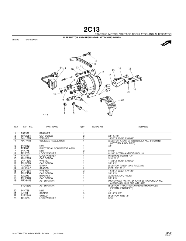 John Deere 301A Tractors Parts Catalog Manual – PC1429 Workshop Guide